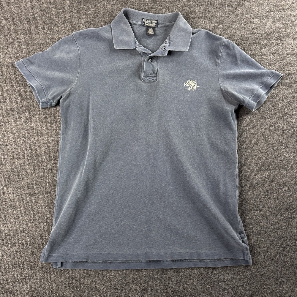 POLO JEANS Company Polo Shirt Ralph Lauren Mens Large Blue CREST LOGO